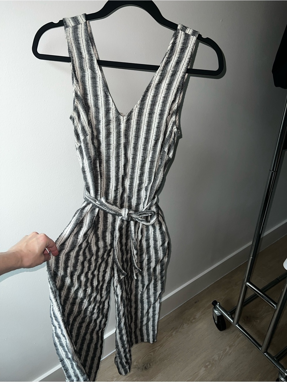 Max Studio Striped V-Neck Sleeveless Jumpsuit